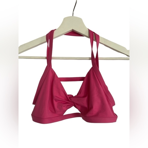 Abercrombie & Fitch Cut Out Criss Cross Strap Back Pink Bikini Top Size Large - Picture 1 of 8